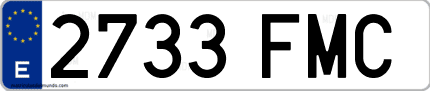 Ejemplo de matrícula de coche ordinaria 2733 FMC