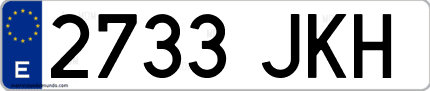 Ejemplo de matrícula de coche ordinaria 2733 JKH