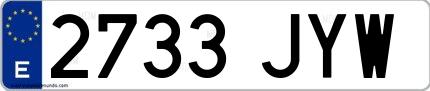 Ejemplo de matrícula española 2733 JYW