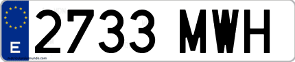 Ejemplo de matrícula de coche ordinaria 2733 MWH