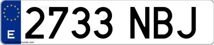 Ejemplo de matrícula española 2733 NBJ