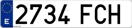 Ejemplo de matrícula española 2734 FCH