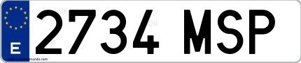 Ejemplo de matrícula española 2734 MSP