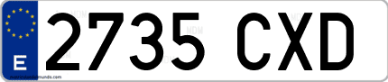 Ejemplo de matrícula de coche ordinaria 2735 CXD