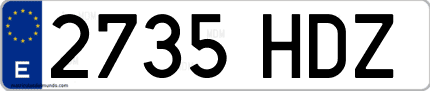 Ejemplo de matrícula de coche ordinaria 2735 HDZ
