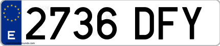 Ejemplo de matrícula de coche ordinaria 2736 DFY