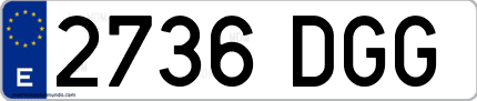 Ejemplo de matrícula de coche ordinaria 2736 DGG