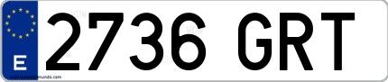 Ejemplo de matrícula española 2736 GRT