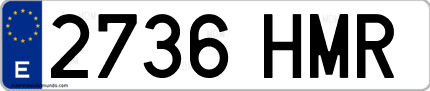 Ejemplo de matrícula de coche ordinaria 2736 HMR