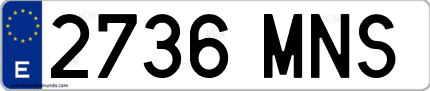 Ejemplo de matrícula de coche ordinaria 2736 MNS