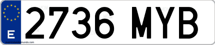 Ejemplo de matrícula de coche ordinaria 2736 MYB