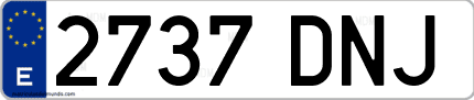 Ejemplo de matrícula de coche ordinaria 2737 DNJ