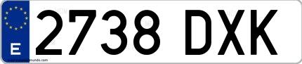 Ejemplo de matrícula española 2738 DXK