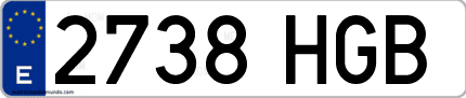 Ejemplo de matrícula de coche ordinaria 2738 HGB