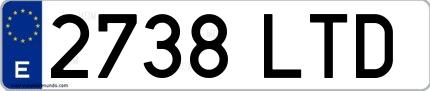 Ejemplo de matrícula española 2738 LTD