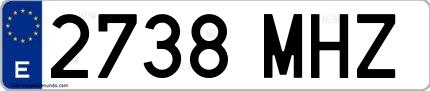Ejemplo de matrícula española 2738 MHZ