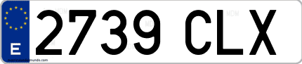 Ejemplo de matrícula de coche ordinaria 2739 CLX