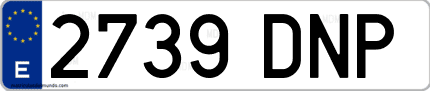 Ejemplo de matrícula de coche ordinaria 2739 DNP