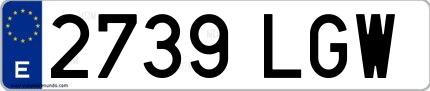 Ejemplo de matrícula española 2739 LGW