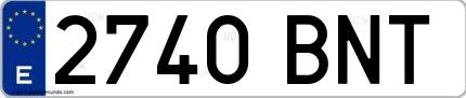 Ejemplo de matrícula española 2740 BNT