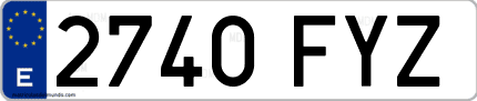 Ejemplo de matrícula de coche ordinaria 2740 FYZ