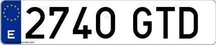 Ejemplo de matrícula española 2740 GTD