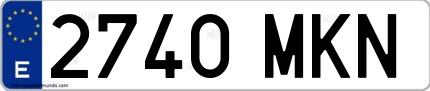 Ejemplo de matrícula de coche ordinaria 2740 MKN