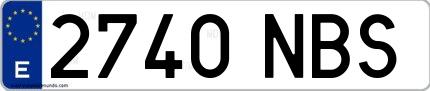 Ejemplo de matrícula española 2740 NBS