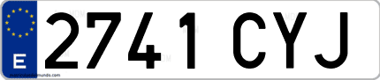 Ejemplo de matrícula de coche ordinaria 2741 CYJ