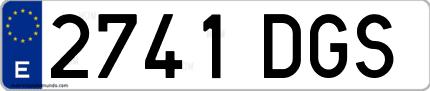 Ejemplo de matrícula de coche ordinaria 2741 DGS