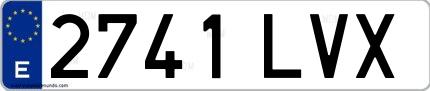 Ejemplo de matrícula española 2741 LVX