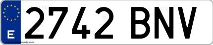 Ejemplo de matrícula española 2742 BNV