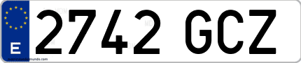 Ejemplo de matrícula de coche ordinaria 2742 GCZ