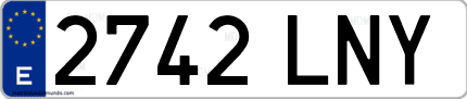 Ejemplo de matrícula de coche ordinaria 2742 LNY