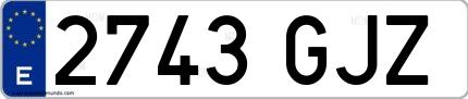 Ejemplo de matrícula española 2743 GJZ