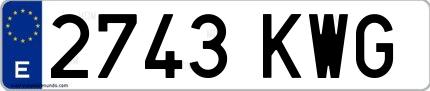 Ejemplo de matrícula de coche ordinaria 2743 KWG