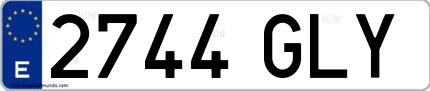 Ejemplo de matrícula española 2744 GLY