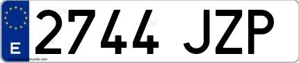 Ejemplo de matrícula española 2744 JZP