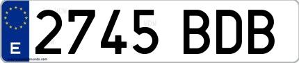 Ejemplo de matrícula española 2745 BDB