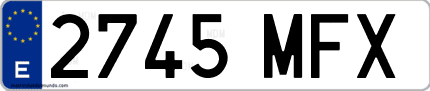 Ejemplo de matrícula de coche ordinaria 2745 MFX