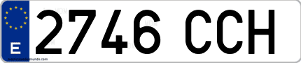 Ejemplo de matrícula de coche ordinaria 2746 CCH