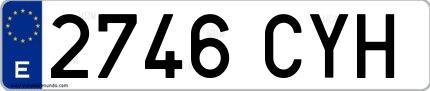 Ejemplo de matrícula española 2746 CYH