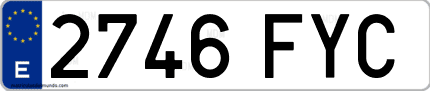 Ejemplo de matrícula de coche ordinaria 2746 FYC