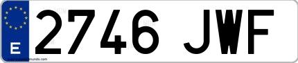 Ejemplo de matrícula española 2746 JWF