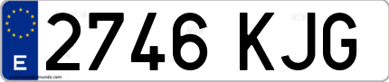 Ejemplo de matrícula de coche ordinaria 2746 KJG