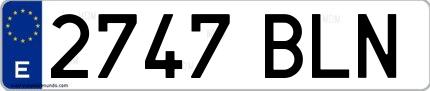 Ejemplo de matrícula española 2747 BLN