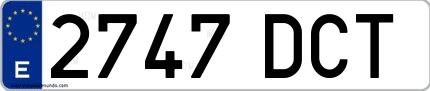Ejemplo de matrícula española 2747 DCT