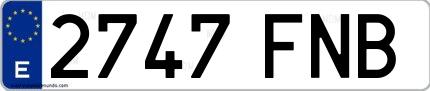 Ejemplo de matrícula española 2747 FNB
