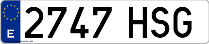 Ejemplo de matrícula de coche ordinaria 2747 HSG