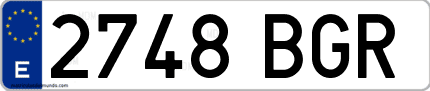 Ejemplo de matrícula de coche ordinaria 2748 BGR